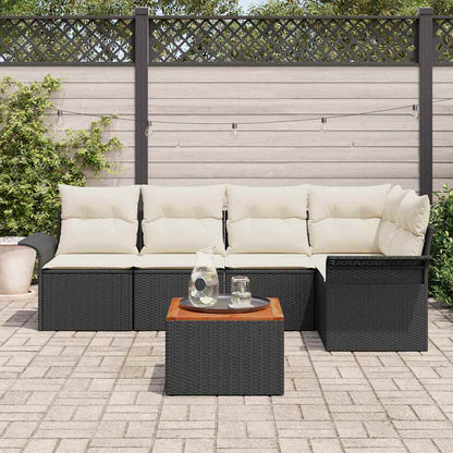 Garten-Sofa-Set mit Kissen 6 pcs Schwarz, Creme 55 x 55 x 37 cm