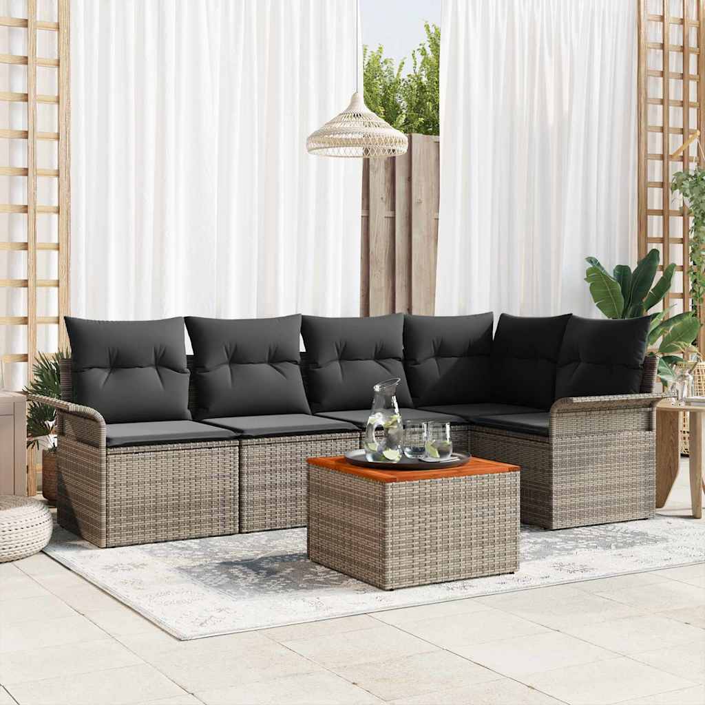 Garten-Sofa-Set mit Kissen 6 pcs Grau 55 x 55 x 37 cm