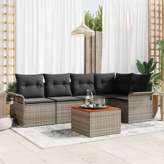 Garten-Sofa-Set mit Kissen 6 pcs Grau 55 x 55 x 37 cm