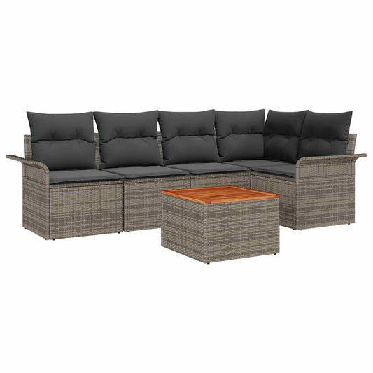 Garten-Sofa-Set mit Kissen 6 pcs Grau 55 x 55 x 37 cm