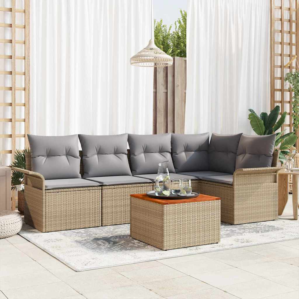Garten-Sofa-Set 6 pcs Beige, Hellgrau 55 x 55 x 37 cm