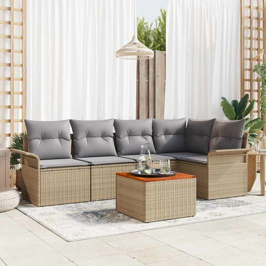 Garten-Sofa-Set 6 pcs Beige, Hellgrau 55 x 55 x 37 cm