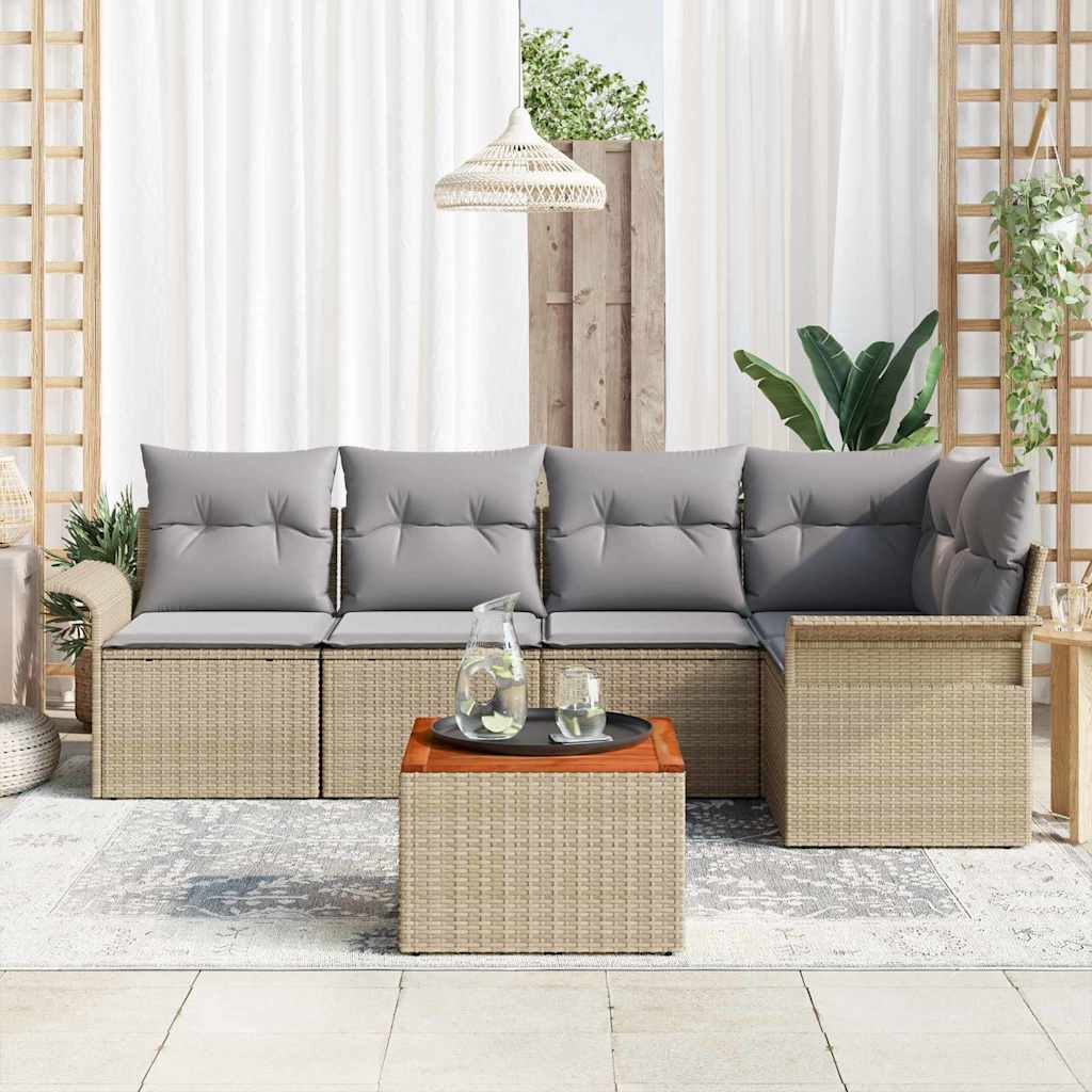 Garten-Sofa-Set 6 pcs Beige, Hellgrau 55 x 55 x 37 cm