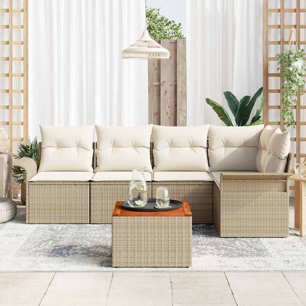 Garten-Sofa-Set mit Kissen 6 pcs Beige, Creme 55 x 55 x 37 cm