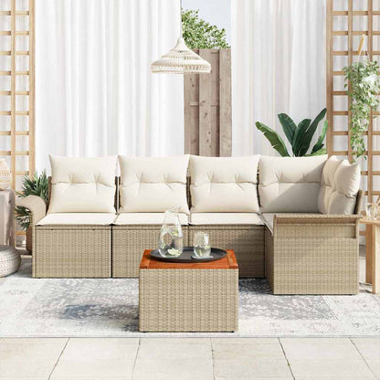 Garten-Sofa-Set mit Kissen 6 pcs Beige, Creme 55 x 55 x 37 cm