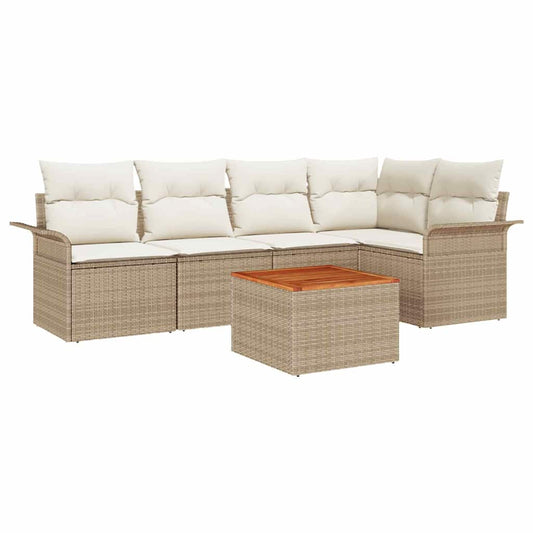 Garten-Sofa-Set mit Kissen 6 pcs Beige, Creme 55 x 55 x 37 cm