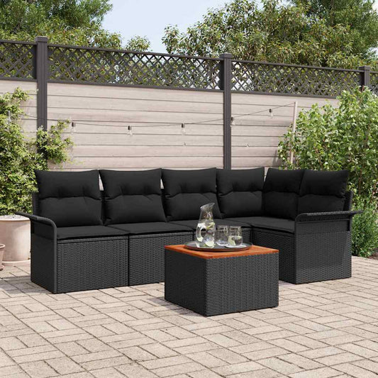 Garten-Sofa-Set mit Kissen 6 pcs Schwarz 55 x 55 x 37 cm