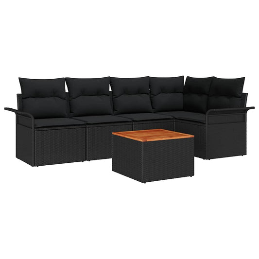 Garten-Sofa-Set mit Kissen 6 pcs Schwarz 55 x 55 x 37 cm