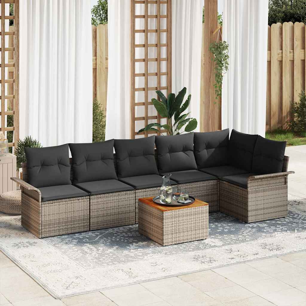 Garten-Sofa-Set mit Kissen Manuell 7 pcs Grau 55 x 55 x 37 cm
