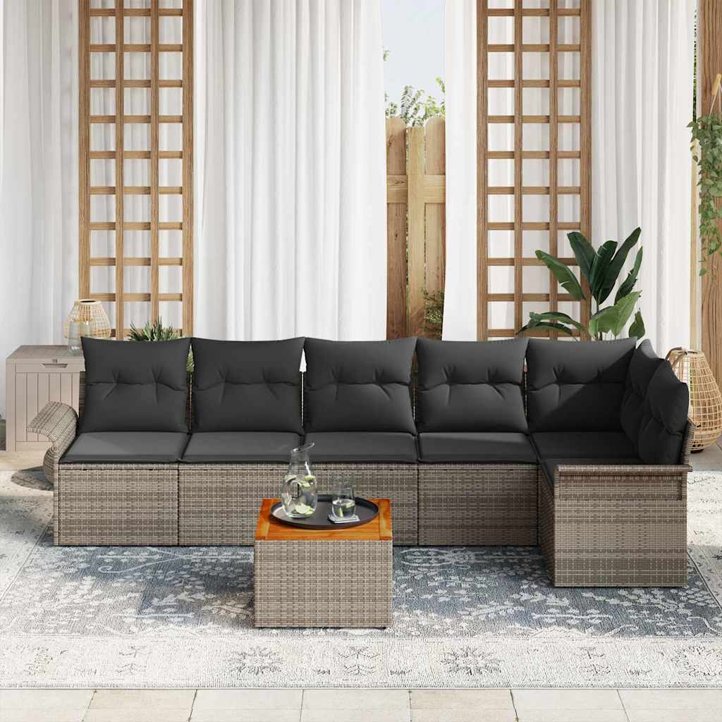 Garten-Sofa-Set mit Kissen Manuell 7 pcs Grau 55 x 55 x 37 cm