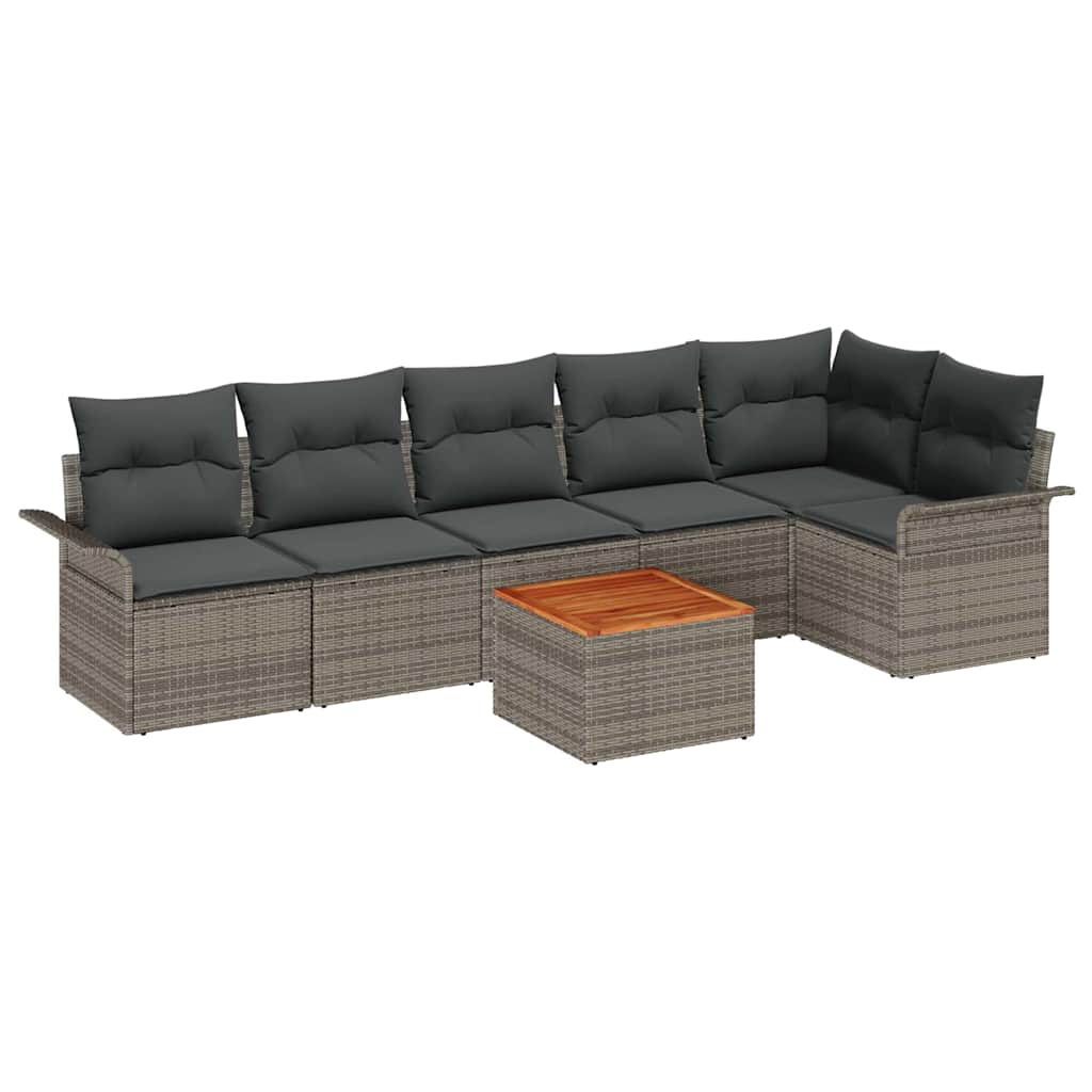 Garten-Sofa-Set mit Kissen Manuell 7 pcs Grau 55 x 55 x 37 cm