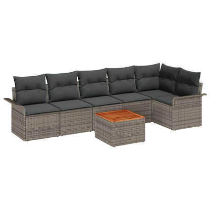 Garten-Sofa-Set mit Kissen Manuell 7 pcs Grau 55 x 55 x 37 cm