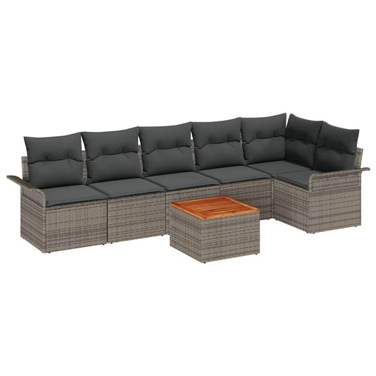 Garten-Sofa-Set mit Kissen Manuell 7 pcs Grau 55 x 55 x 37 cm