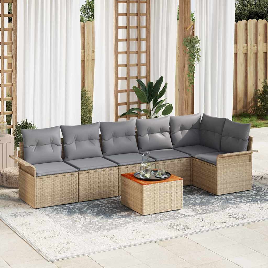 Garten-Sofa-Set 7 pcs Beige, Hellgrau 55 x 55 x 37 cm