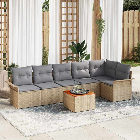 Garten-Sofa-Set 7 pcs Beige, Hellgrau 55 x 55 x 37 cm