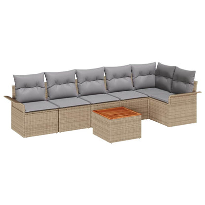 Garten-Sofa-Set 7 pcs Beige, Hellgrau 55 x 55 x 37 cm