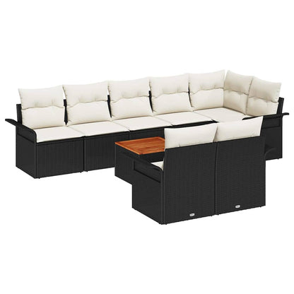 Garten-Sofa-Set mit Kissen 9 pcs Schwarz, Creme 55 x 55 x 37 cm