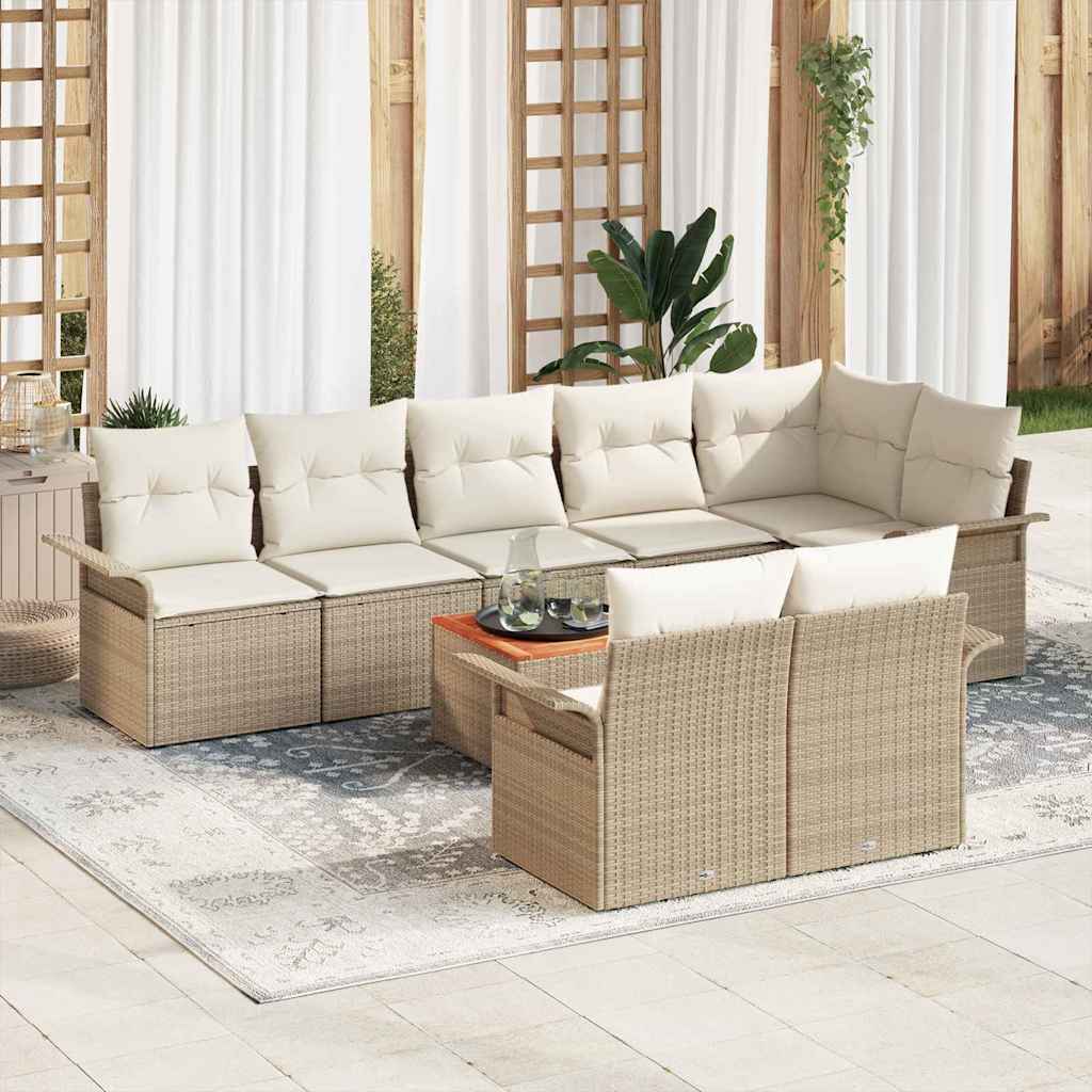 Garten-Sofa-Set mit Kissen 9 pcs Beige, Creme 55 x 55 x 37 cm