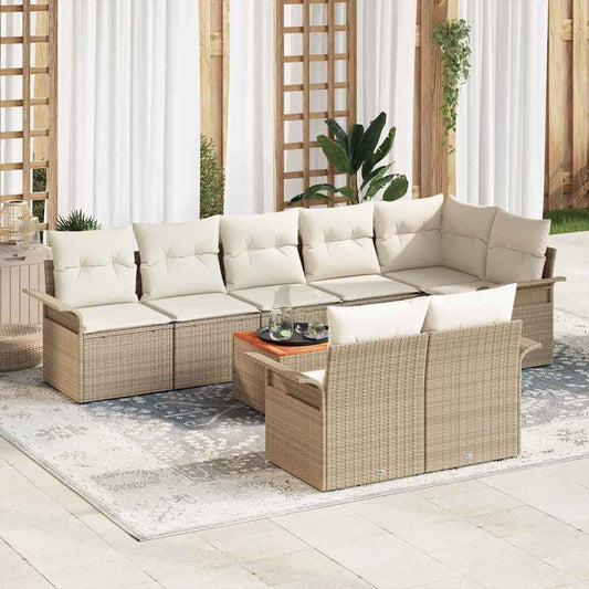 Garten-Sofa-Set mit Kissen 9 pcs Beige, Creme 55 x 55 x 37 cm