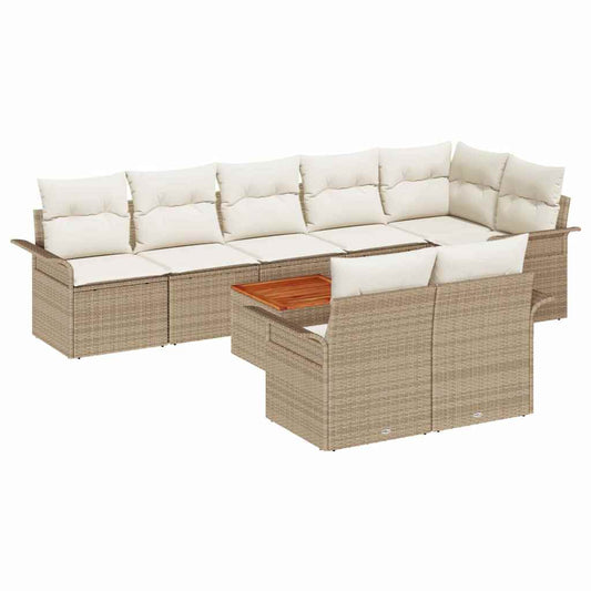 Garten-Sofa-Set mit Kissen 9 pcs Beige, Creme 55 x 55 x 37 cm