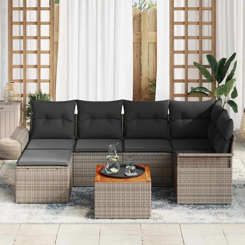 Garten-Sofa-Set mit Kissen mit Speicher 7 pcs Grau