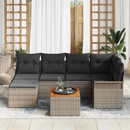 Garten-Sofa-Set mit Kissen mit Speicher 7 pcs Grau