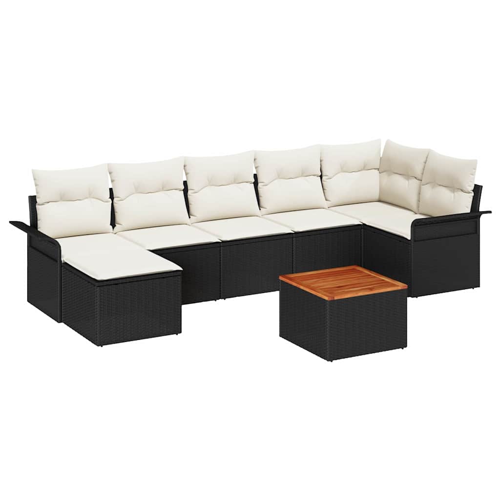 Garten-Sofa-Set mit Kissen mit Speicher 8 pcs Schwarz, Creme