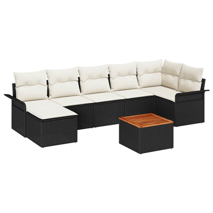Garten-Sofa-Set mit Kissen mit Speicher 8 pcs Schwarz, Creme