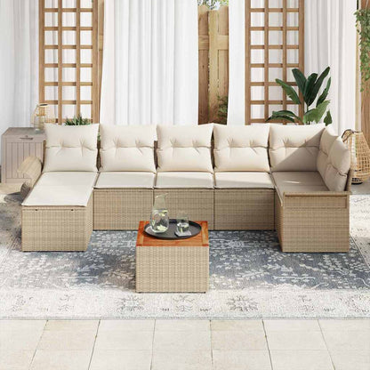 Garten-Sofa-Set mit Kissen mit Speicher 8 pcs Beige, Creme