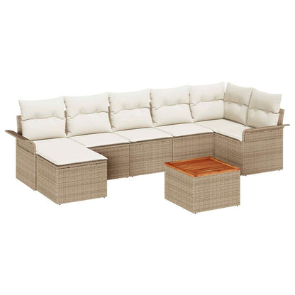 Garten-Sofa-Set mit Kissen mit Speicher 8 pcs Beige, Creme