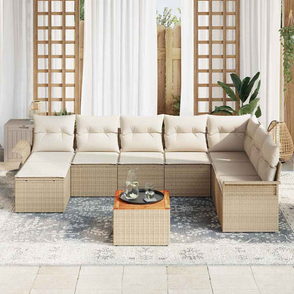 Garten-Sofa-Set mit Kissen mit Speicher 9 pcs Beige, Creme