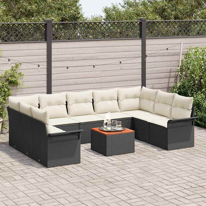 Garten-Sofa-Set 10 pcs Schwarz, Creme 55 x 55 x 37 cm