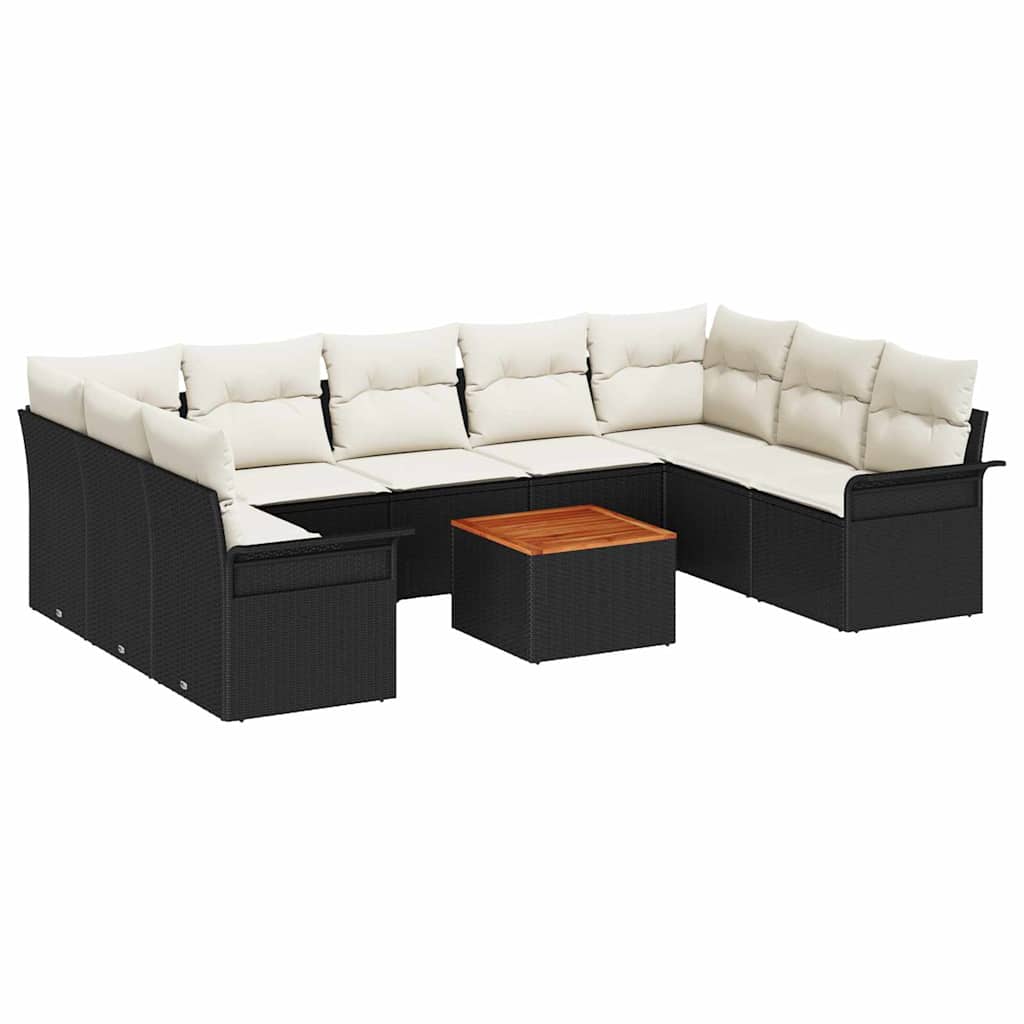 Garten-Sofa-Set 10 pcs Schwarz, Creme 55 x 55 x 37 cm