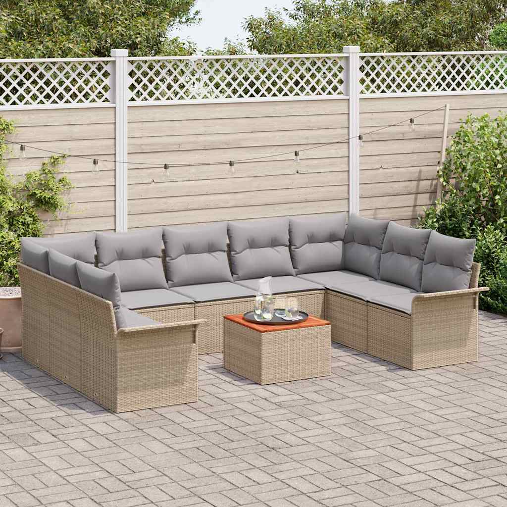 Garten-Sofa-Set 10 pcs Beige, Hellgrau 55 x 55 x 37 cm