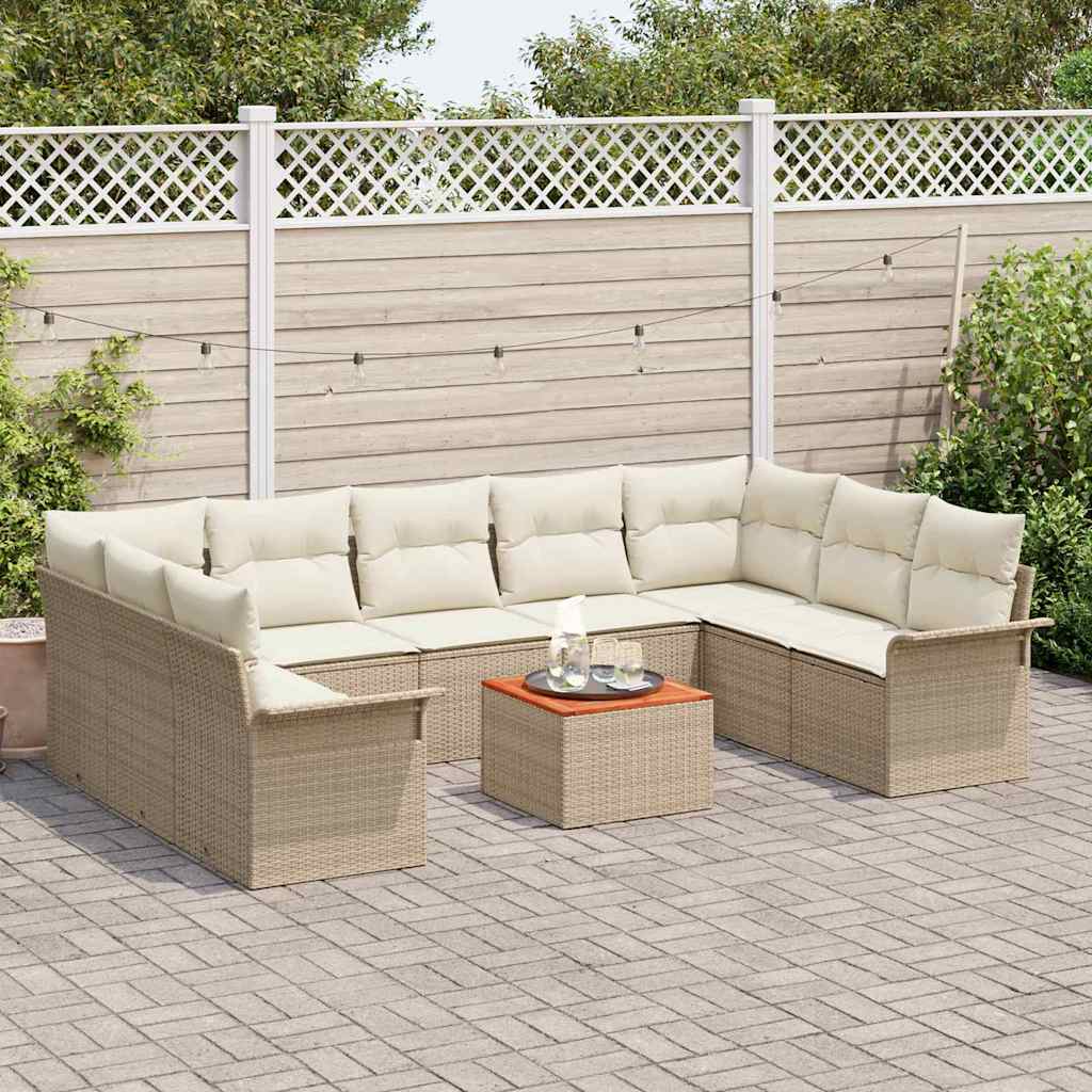 Garten-Sofa-Set mit Kissen mit Speicher 10 pcs Beige und Creme