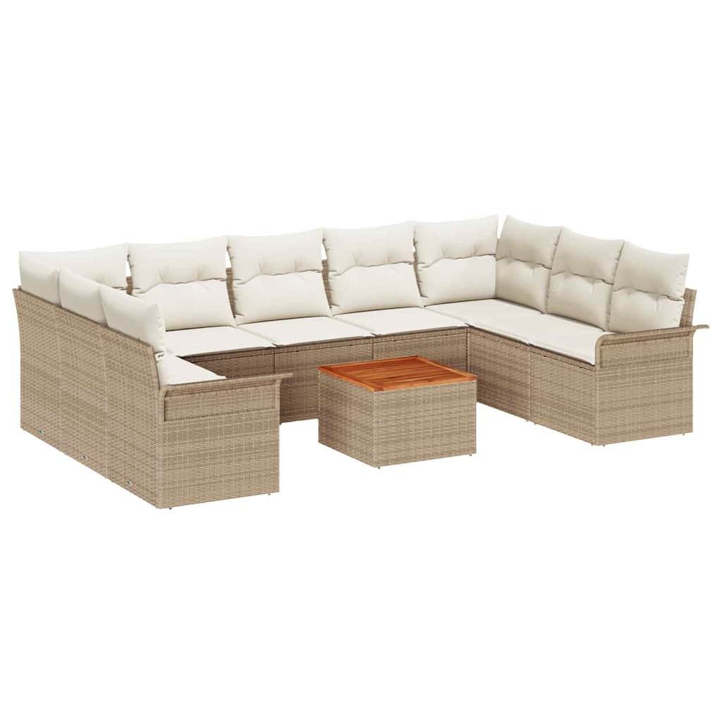 Garten-Sofa-Set mit Kissen mit Speicher 10 pcs Beige und Creme