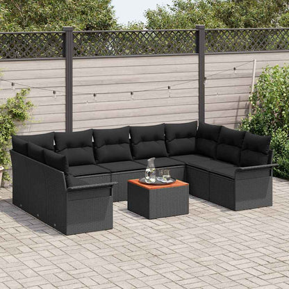 Garten-Sofa-Set mit Kissen 10 pcs Schwarz 55 x 55 x 37 cm