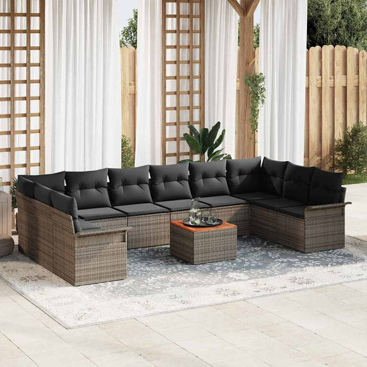 Garten-Sofa-Set mit Kissen Manuell 11 pcs Grau 55 x 55 x 37 cm