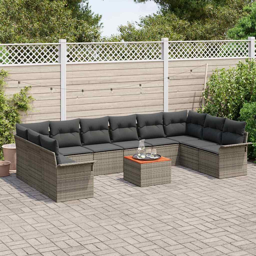 Garten-Sofa-Set mit Kissen Manuell 11 pcs Grau 55 x 55 x 37 cm