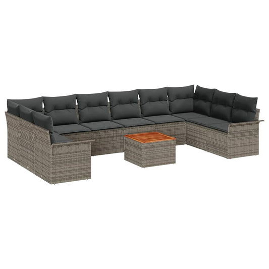 Garten-Sofa-Set mit Kissen Manuell 11 pcs Grau 55 x 55 x 37 cm