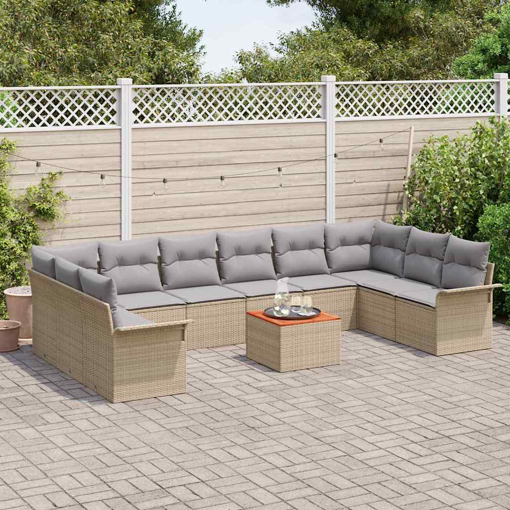 Garten-Sofa-Set Manuell 11 pcs Beige, Hellgrau 55 x 55 x 37 cm