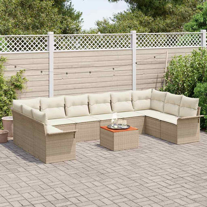 Garten-Sofa-Set mit Kissen 11 pcs Beige, Creme 55 x 55 x 37 cm