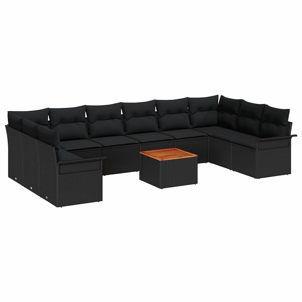 Garten-Sofa-Set mit Kissen 11 pcs Schwarz 55 x 55 x 37 cm