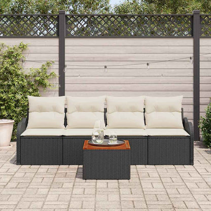 Garten-Sofa-Set mit Kissen 5 pcs Schwarz, Creme 55 x 55 x 37 cm