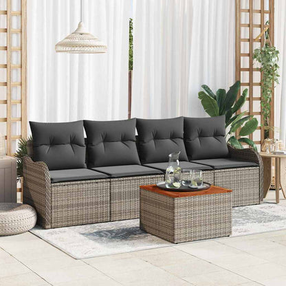 Garten-Sofa-Set mit Kissen mit Speicher mit Kissen 5 pcs Grau