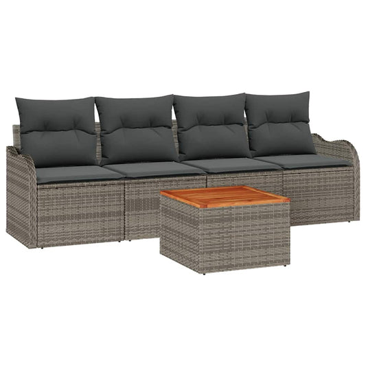 Garten-Sofa-Set mit Kissen 5 pcs Grau 55 x 55 x 37 cm