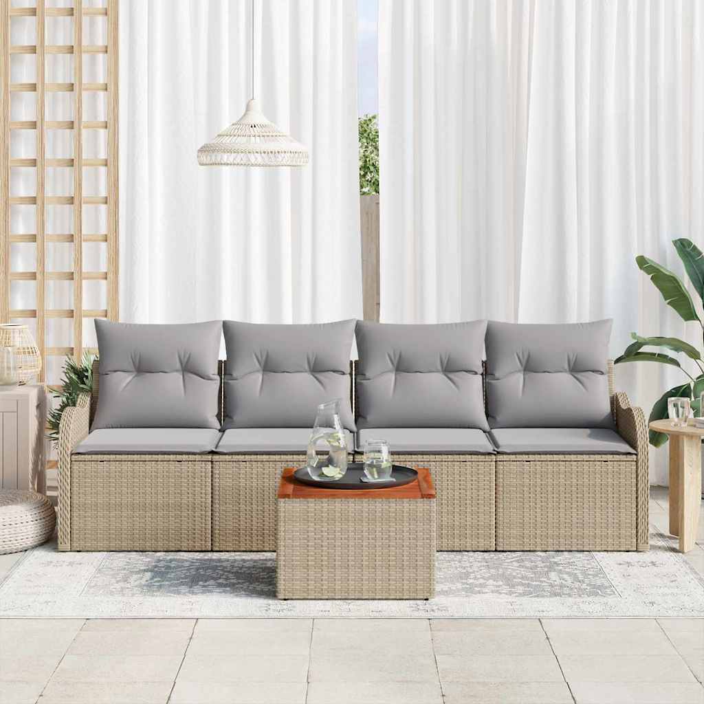 Garten-Sofa-Set 5 pcs Beige, Hellgrau 55 x 55 x 37 cm