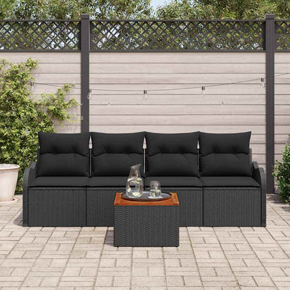 Garten-Sofa-Set mit Kissen 5 pcs Schwarz 55 x 55 x 37 cm