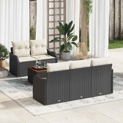 Garten-Sofa-Set mit Kissen 6 pcs Schwarz, Creme 55 x 55 x 37 cm
