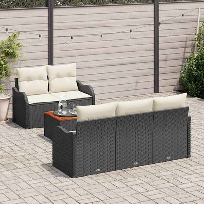 Garten-Sofa-Set mit Kissen 6 pcs Schwarz, Creme 55 x 55 x 37 cm